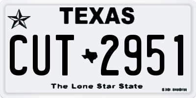 TX license plate CUT2951