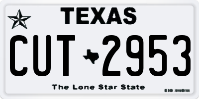 TX license plate CUT2953