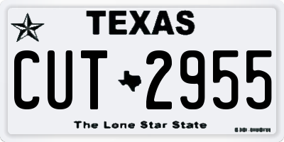TX license plate CUT2955