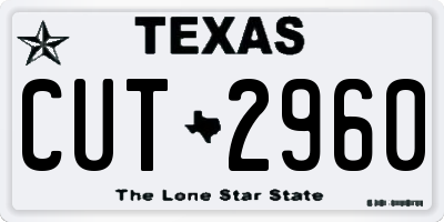 TX license plate CUT2960