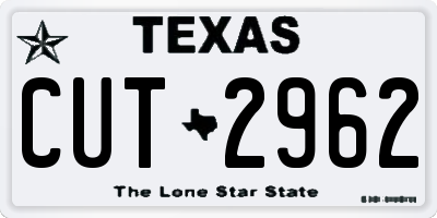 TX license plate CUT2962