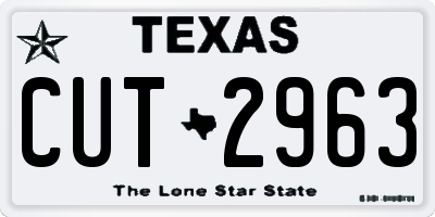 TX license plate CUT2963