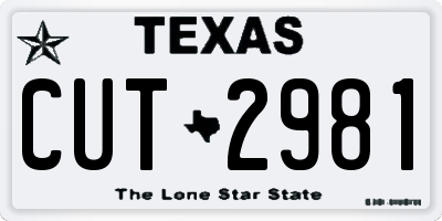 TX license plate CUT2981
