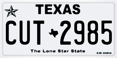 TX license plate CUT2985