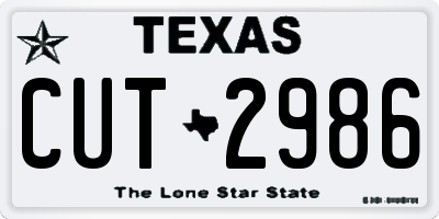 TX license plate CUT2986