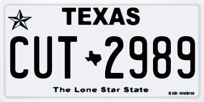 TX license plate CUT2989