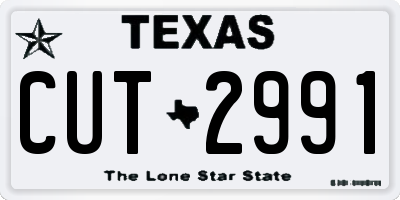 TX license plate CUT2991