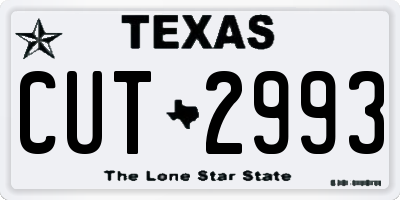 TX license plate CUT2993