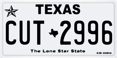 TX license plate CUT2996