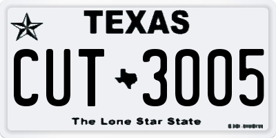 TX license plate CUT3005