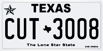 TX license plate CUT3008