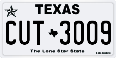 TX license plate CUT3009