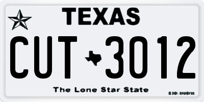 TX license plate CUT3012