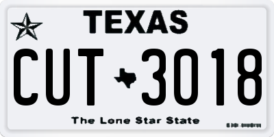 TX license plate CUT3018