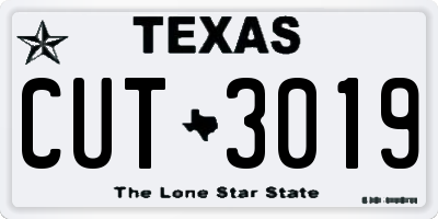 TX license plate CUT3019