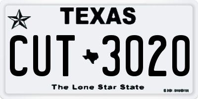 TX license plate CUT3020