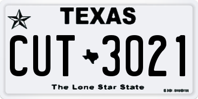 TX license plate CUT3021