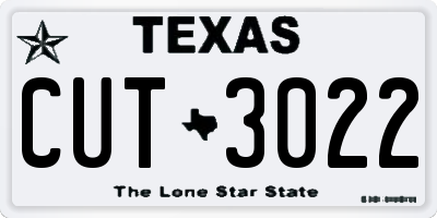 TX license plate CUT3022
