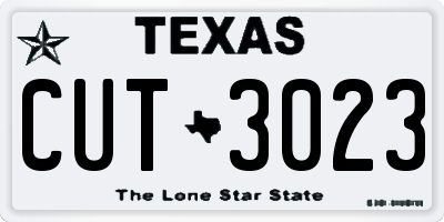 TX license plate CUT3023
