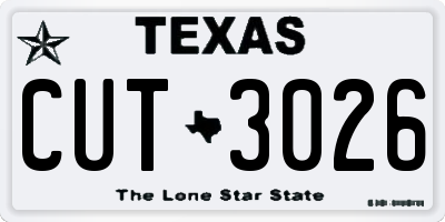 TX license plate CUT3026