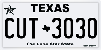 TX license plate CUT3030