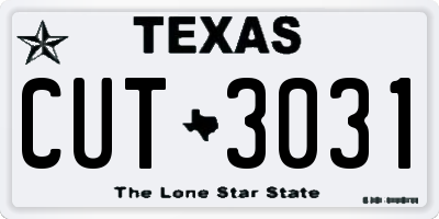 TX license plate CUT3031