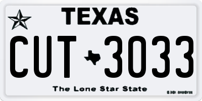 TX license plate CUT3033