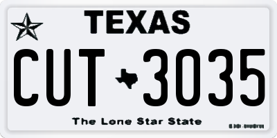 TX license plate CUT3035