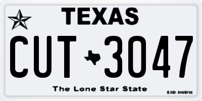 TX license plate CUT3047