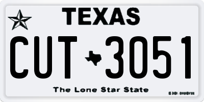 TX license plate CUT3051