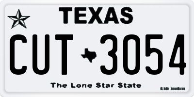TX license plate CUT3054
