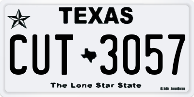 TX license plate CUT3057