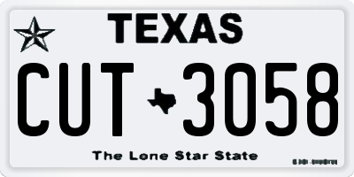 TX license plate CUT3058