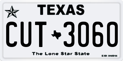 TX license plate CUT3060