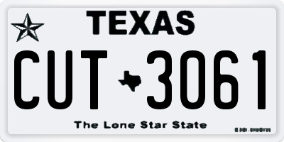 TX license plate CUT3061