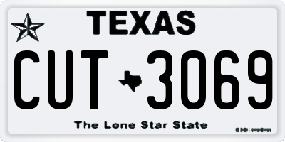 TX license plate CUT3069