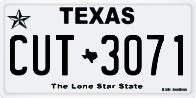 TX license plate CUT3071