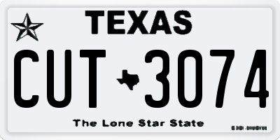 TX license plate CUT3074