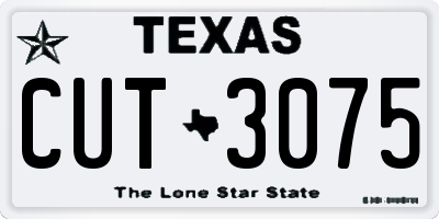 TX license plate CUT3075