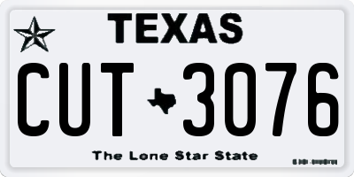 TX license plate CUT3076