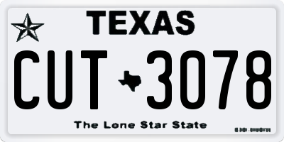 TX license plate CUT3078
