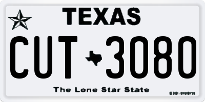 TX license plate CUT3080
