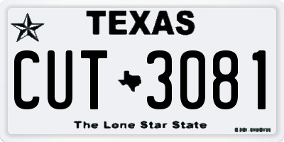 TX license plate CUT3081