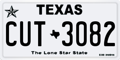 TX license plate CUT3082