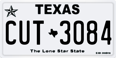 TX license plate CUT3084