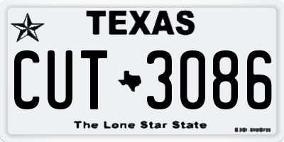 TX license plate CUT3086