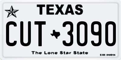 TX license plate CUT3090