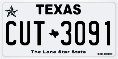 TX license plate CUT3091