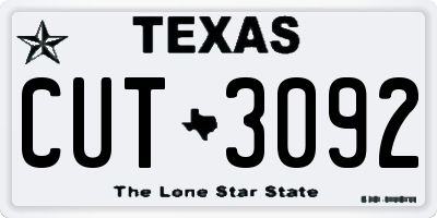 TX license plate CUT3092