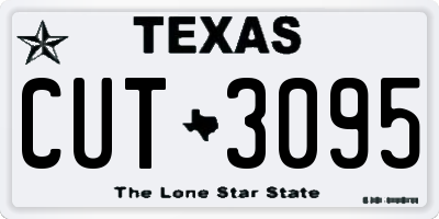 TX license plate CUT3095